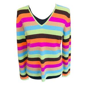 Colorful Striped V-Neck Sweater